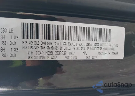 2020 Jeep Cherokee High Altitude 4X4 z USA, uszkodzony, nr VIN 1C4PJMDX9LD539238